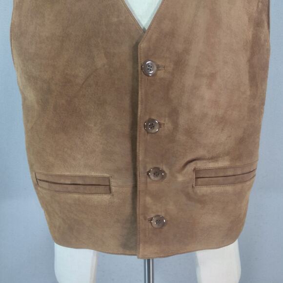 Neutral Territory Vest Men's Medium leather suede flannel Western Waistcoat - Picture 4 of 12
